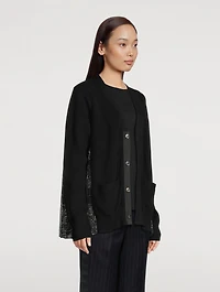 Cotton Cardigan With Satin Back