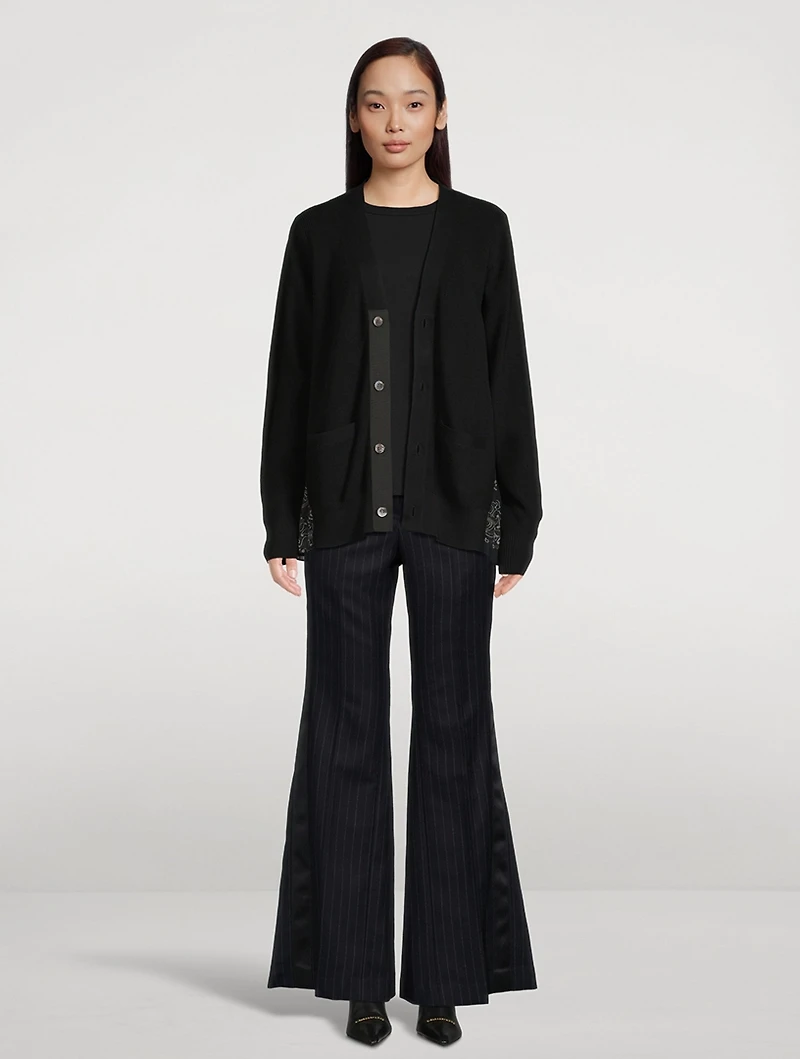 Cotton Cardigan With Satin Back