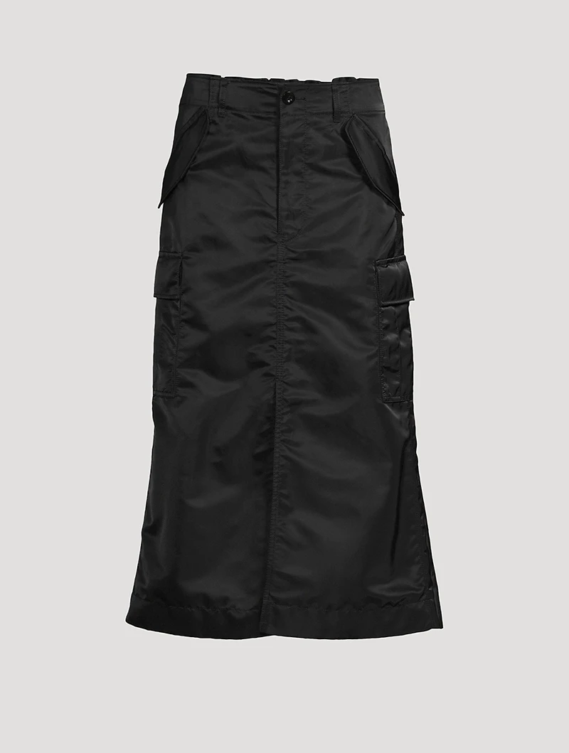 Nylon Twill Cargo Midi Skirt