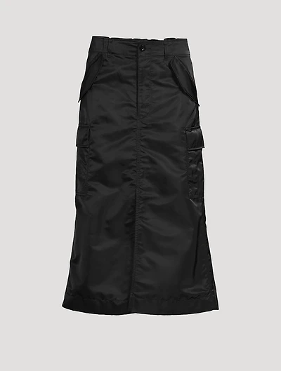 Nylon Twill Cargo Midi Skirt