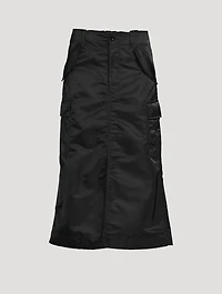 Nylon Twill Cargo Midi Skirt