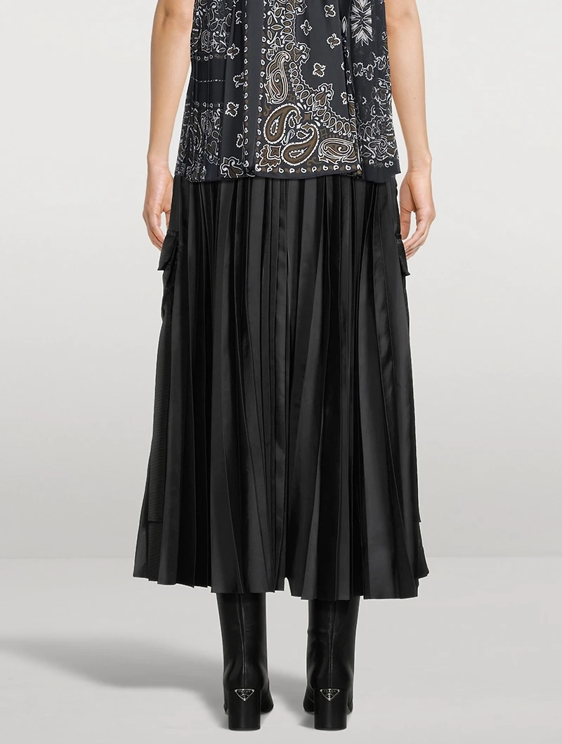 Nylon Twill Cargo Midi Skirt