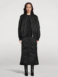 Nylon Twill Cargo Midi Skirt