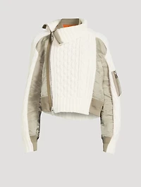 Nylon Twill Knit Cardigan