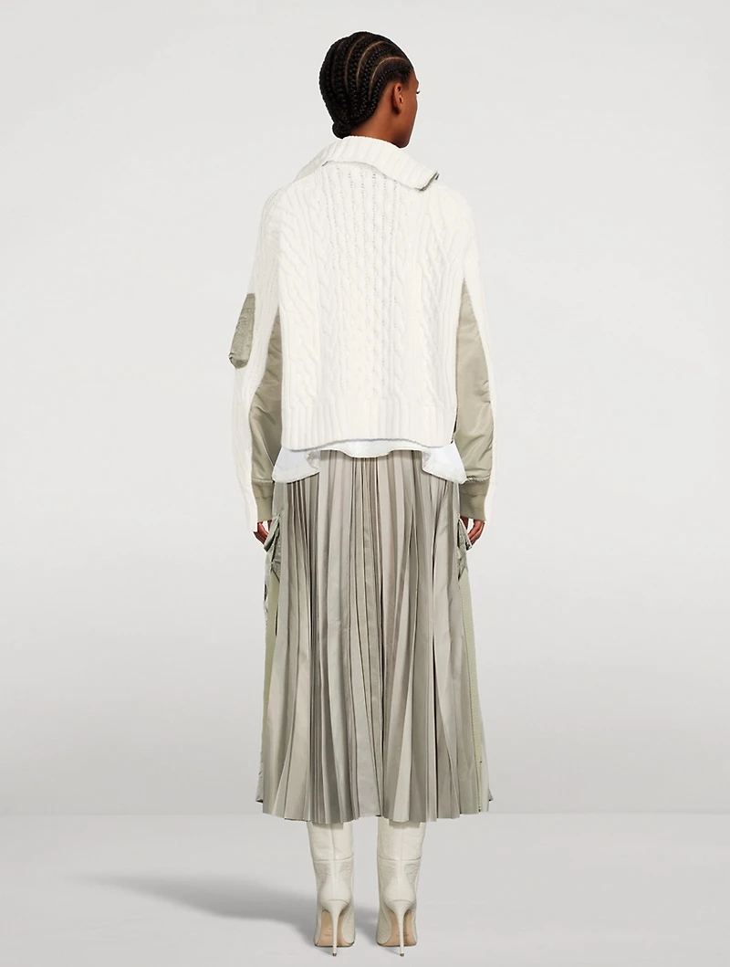 Nylon Twill Knit Cardigan