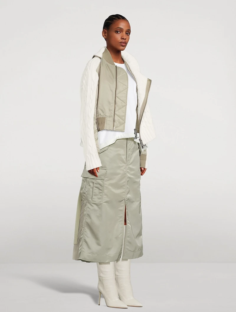 Nylon Twill Knit Cardigan