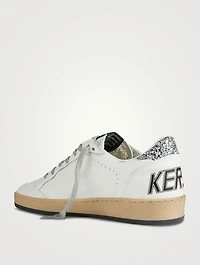 Ball Star Leather Sneakers With Glitter