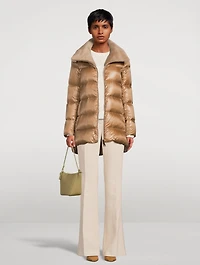 Down Jacket With Faux Fur Trim
