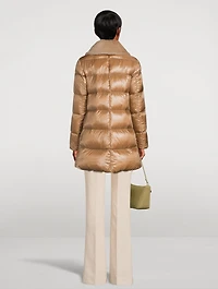 Down Jacket With Faux Fur Trim