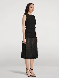 Ribbon Tweed And Velvet Guipure Midi Dress