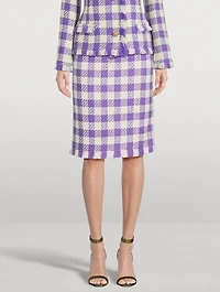Twill Tweed Check Pencil Skirt