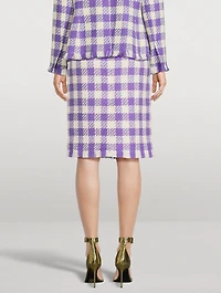 Twill Tweed Check Pencil Skirt