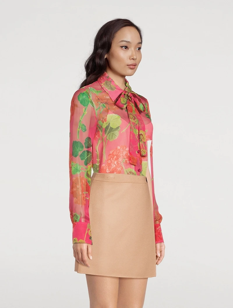 Silk Chiffon Blouse Geranium Print
