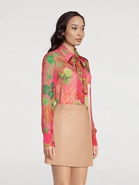 Silk Chiffon Blouse Geranium Print