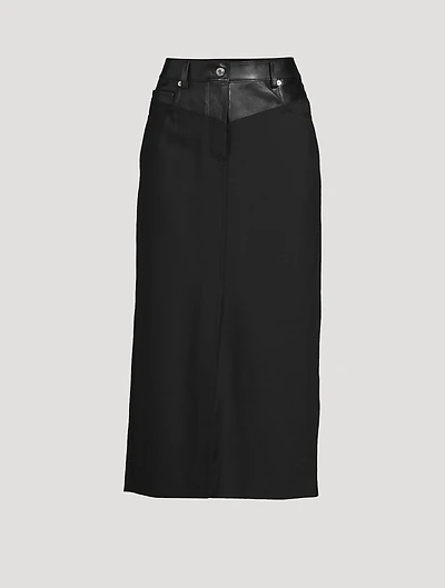 Leather-Trimmed Garter Skirt