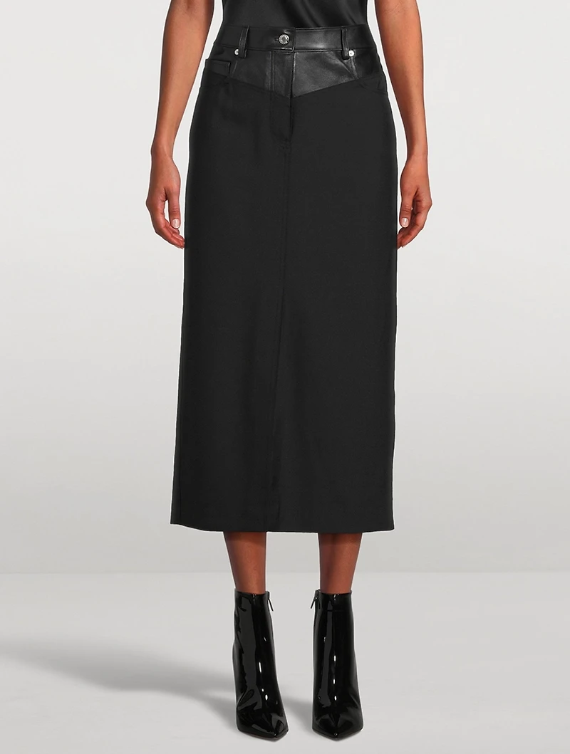 Leather-Trimmed Garter Skirt