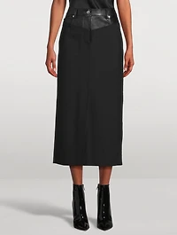 Leather-Trimmed Garter Skirt