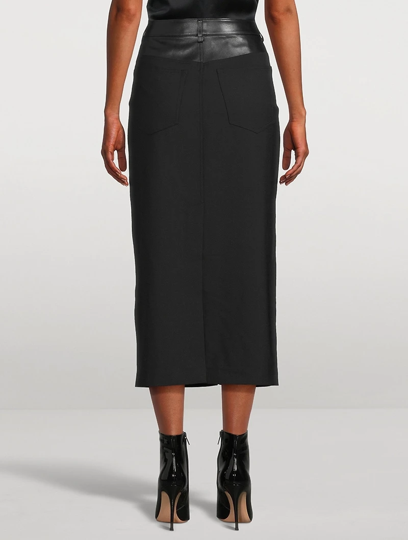 Leather-Trimmed Garter Skirt
