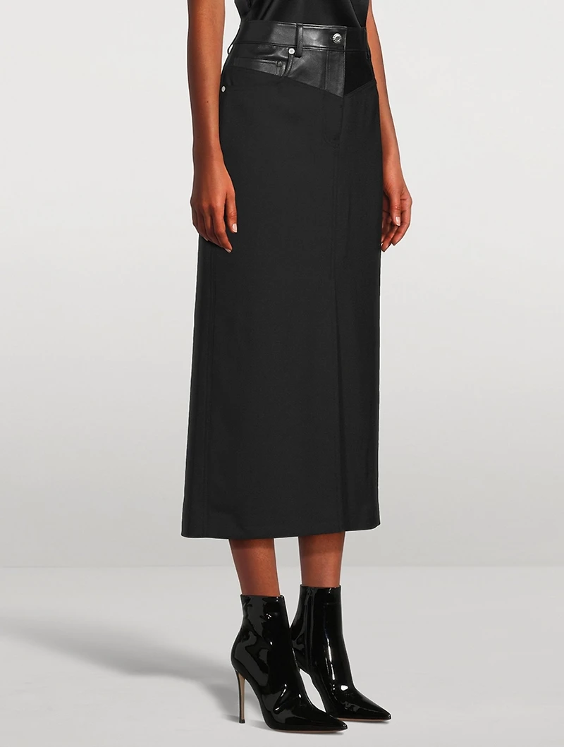 Leather-Trimmed Garter Skirt