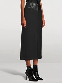 Leather-Trimmed Garter Skirt