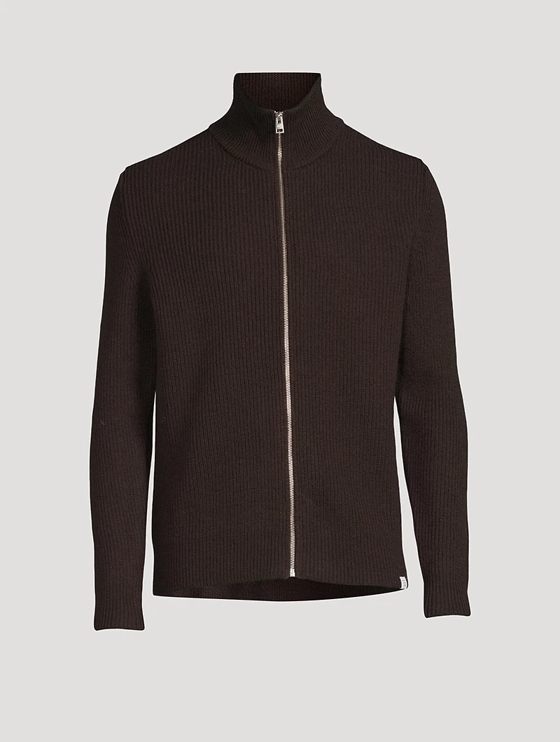 Hagen Wool And Cotton Rib Zip Sweater