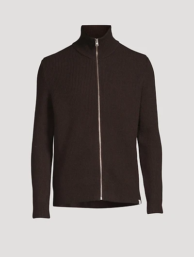 Hagen Wool And Cotton Rib Zip Sweater