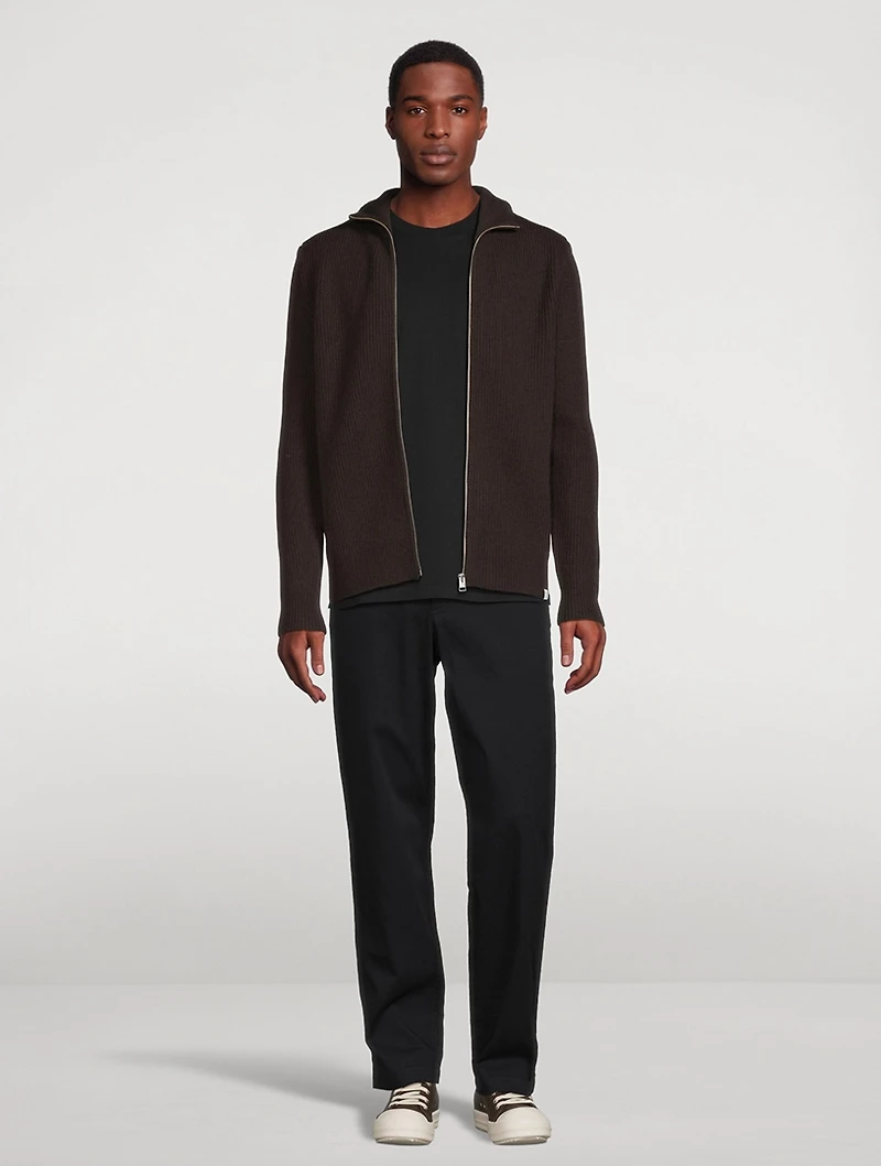 Hagen Wool And Cotton Rib Zip Sweater