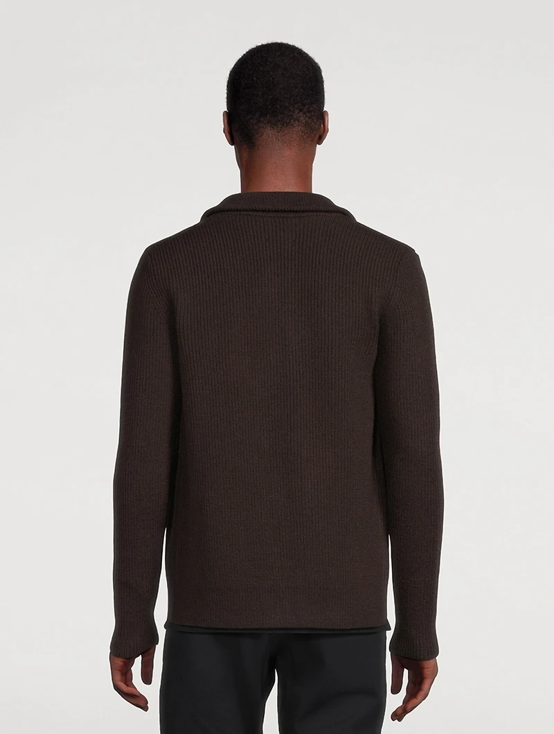 Hagen Wool And Cotton Rib Zip Sweater