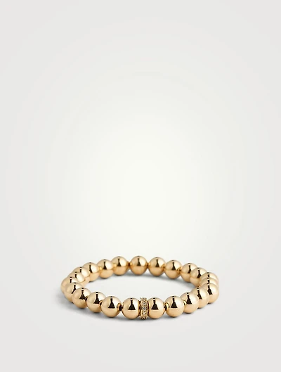Beaded Bracelet With 14K Gold Diamond Rondelle Charm