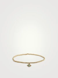 Beaded Bracelet With 14K Gold Pavé Diamond Evil Eye Charm