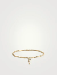 Beaded Bracelet With 14K Gold Tiny Pure Love Charm
