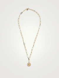 14K Gold Marquis Eye Coin Necklace
