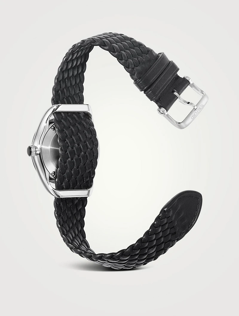 No. 002 Stainless Steel Braided Leather Strap Watch