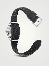No. 002 Stainless Steel Braided Leather Strap Watch
