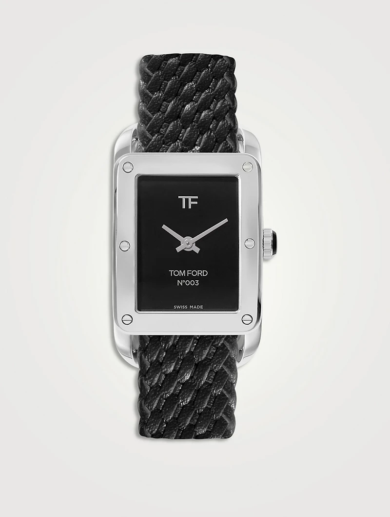 No. 003 Stainless Steel Braided Leather Strap Watch