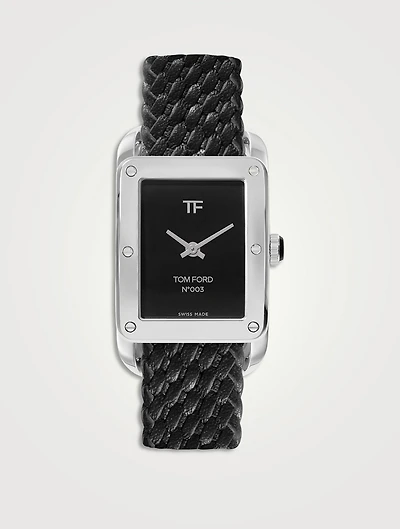 No. 003 Stainless Steel Braided Leather Strap Watch