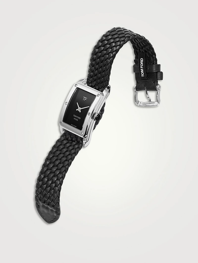 No. 003 Stainless Steel Braided Leather Strap Watch