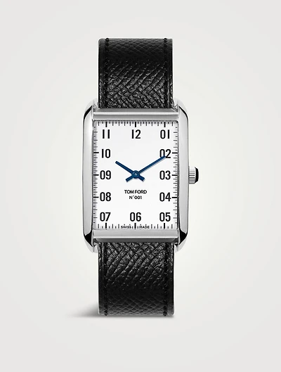 No. 001 Stainless Steel Pebble Grain Leather Strap Watch