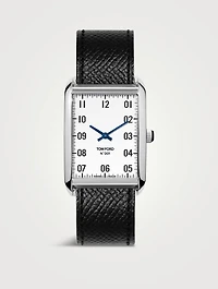 No. 001 Stainless Steel Pebble Grain Leather Strap Watch