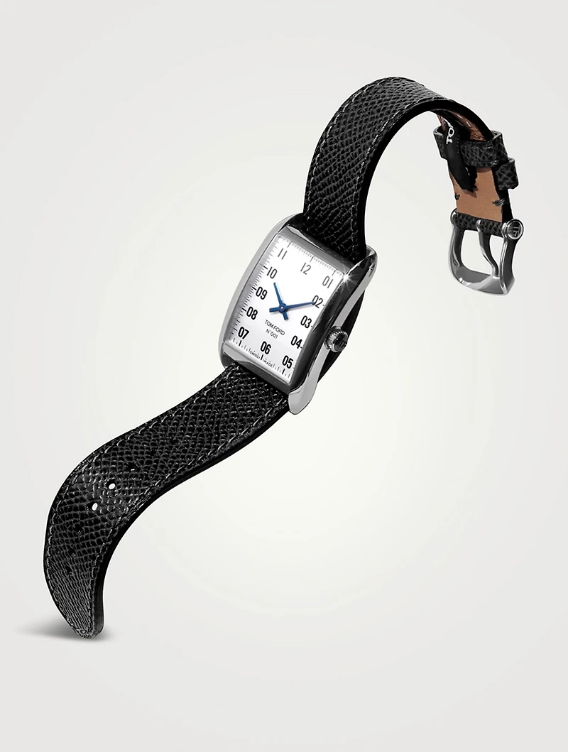 No. 001 Stainless Steel Pebble Grain Leather Strap Watch