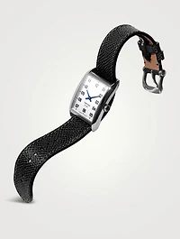 No. 001 Stainless Steel Pebble Grain Leather Strap Watch
