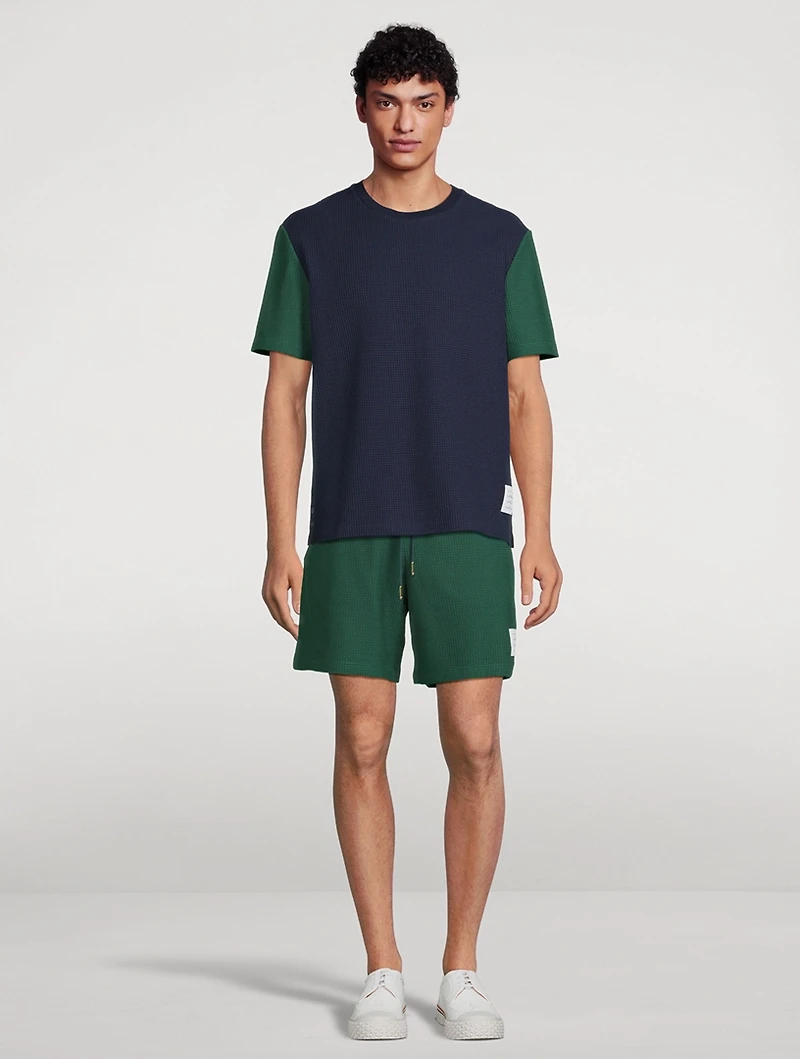Textured Cotton Check Summer Shorts
