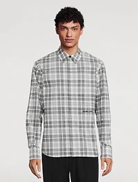 Cotton Plaid Shirt Logo Print