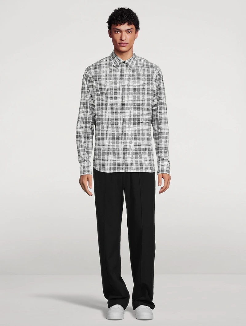 Cotton Plaid Shirt Logo Print