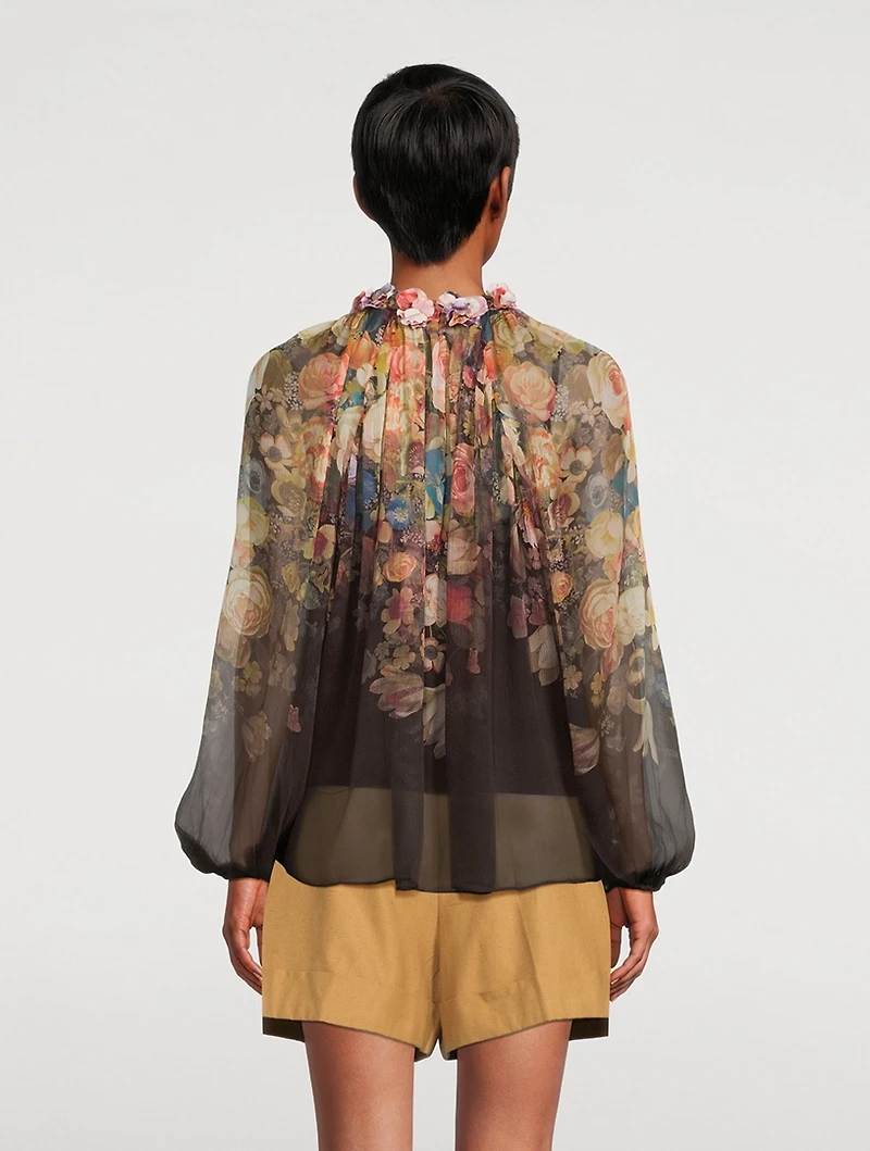 Luminosity Silk Blouse Floral Print