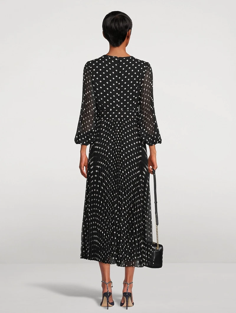Sunray Midi Dress Polka Dot Print