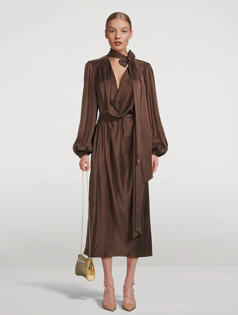 Silk Billow Midi Dress