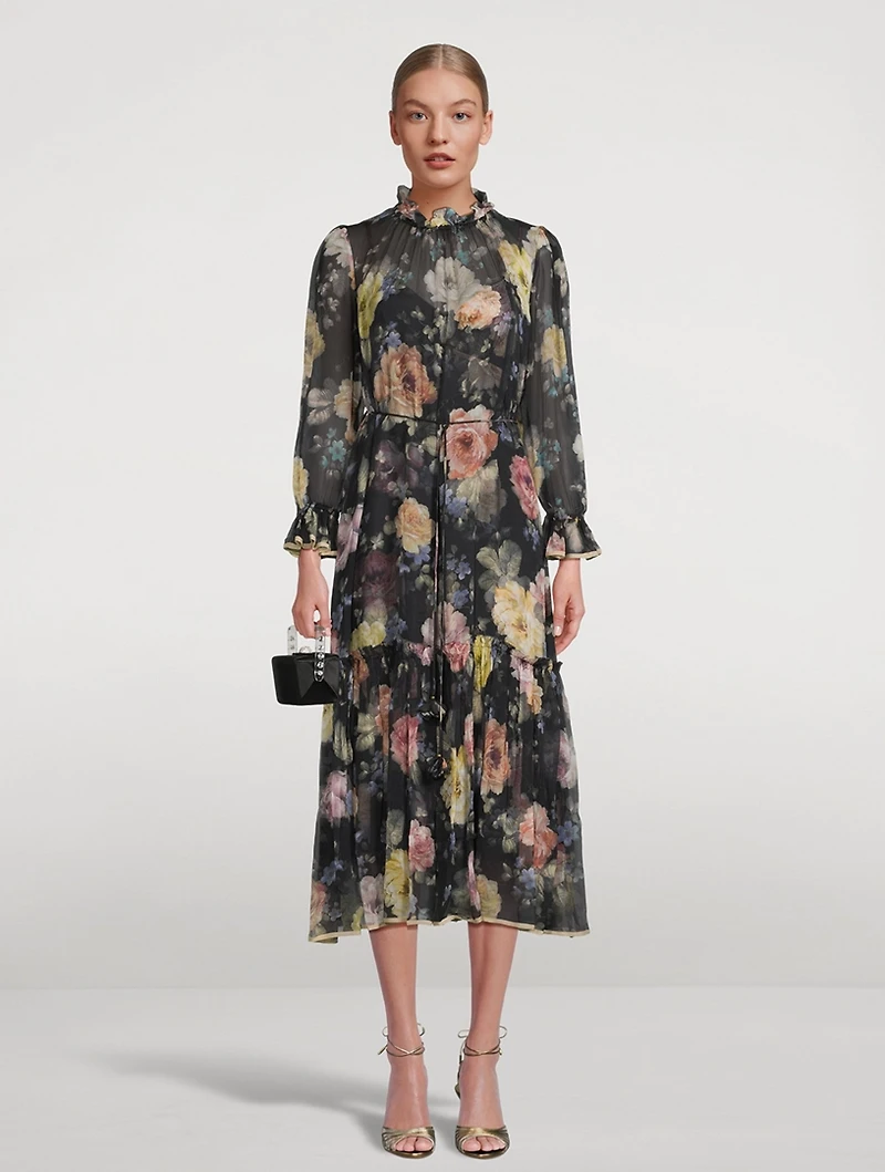 Luminosity Silk Dress Floral Print