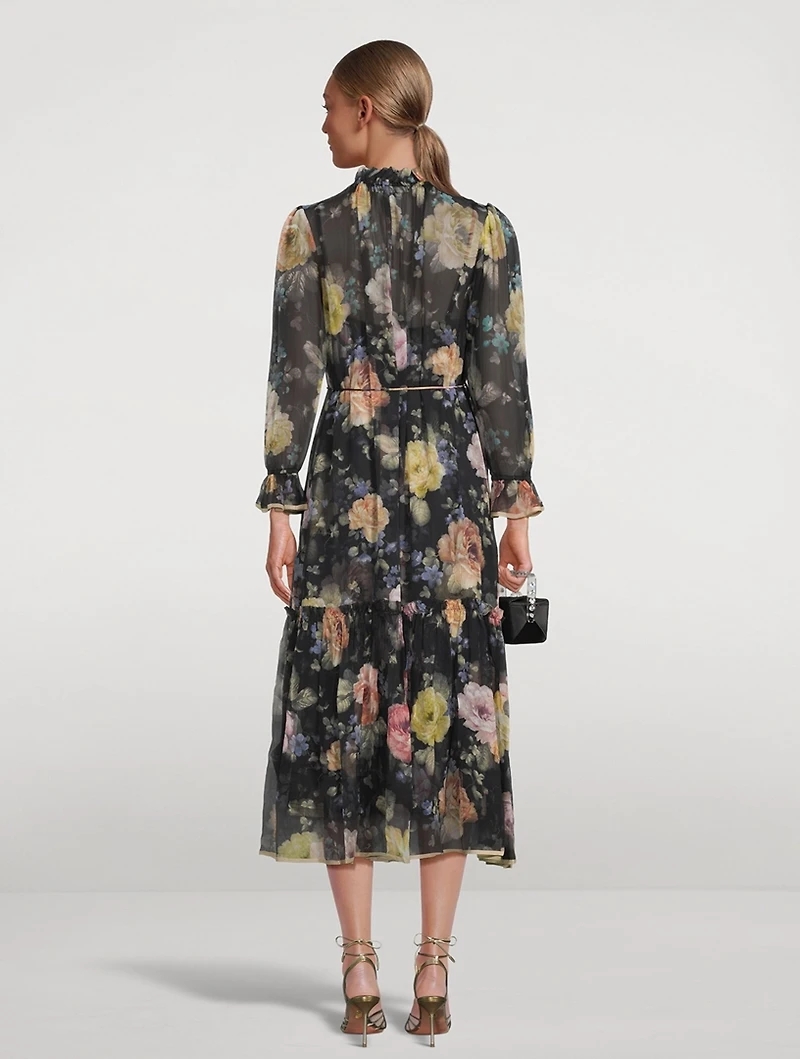 Luminosity Silk Dress Floral Print