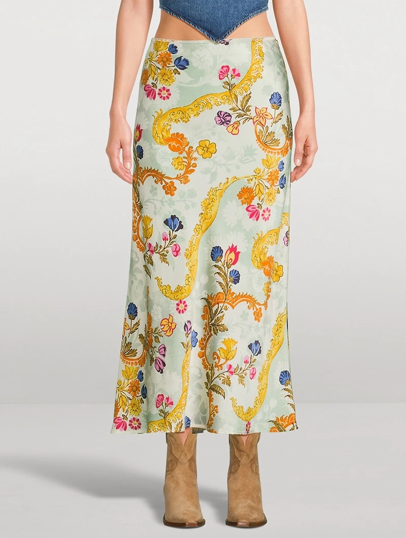 Layla Silk Midi Skirt Floral Print